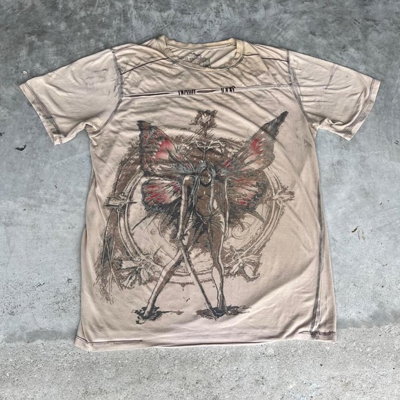 Red Dragon Y2K Vintage Graphic Print Angel Grunge Style Shirt Men’s Large - Picture 1 of 5